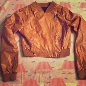 Cropped Faux Leather Jacket
